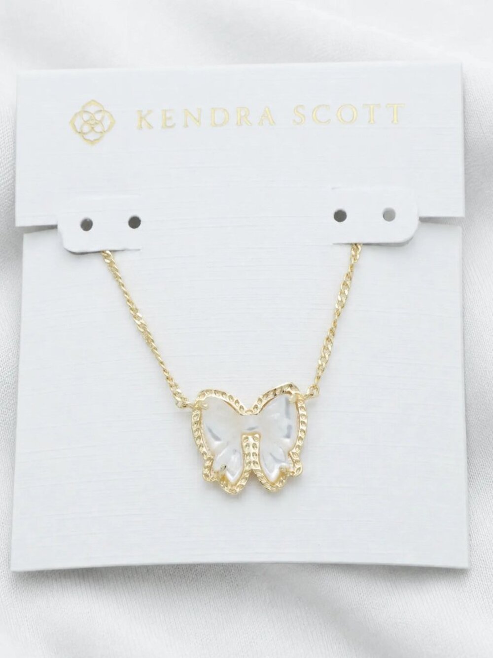 Kendra Scott Haley Bow Ivory Mother--Pearl Gold Necklace | NEW